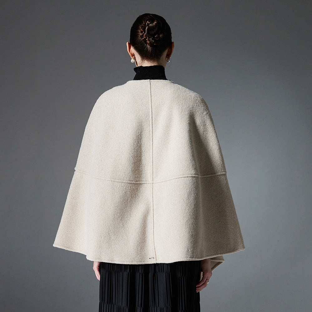 Button Double-faced Woolen Goods Shawl