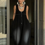 Bucket-style Washed Denim Vest Dress