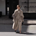 Women's Long Belted Cape Trench Coat