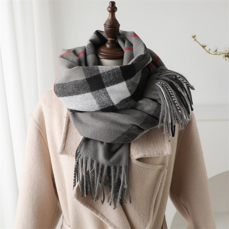Cashmere-like Plaid Warm Shawl Scarf Unisex All-matching