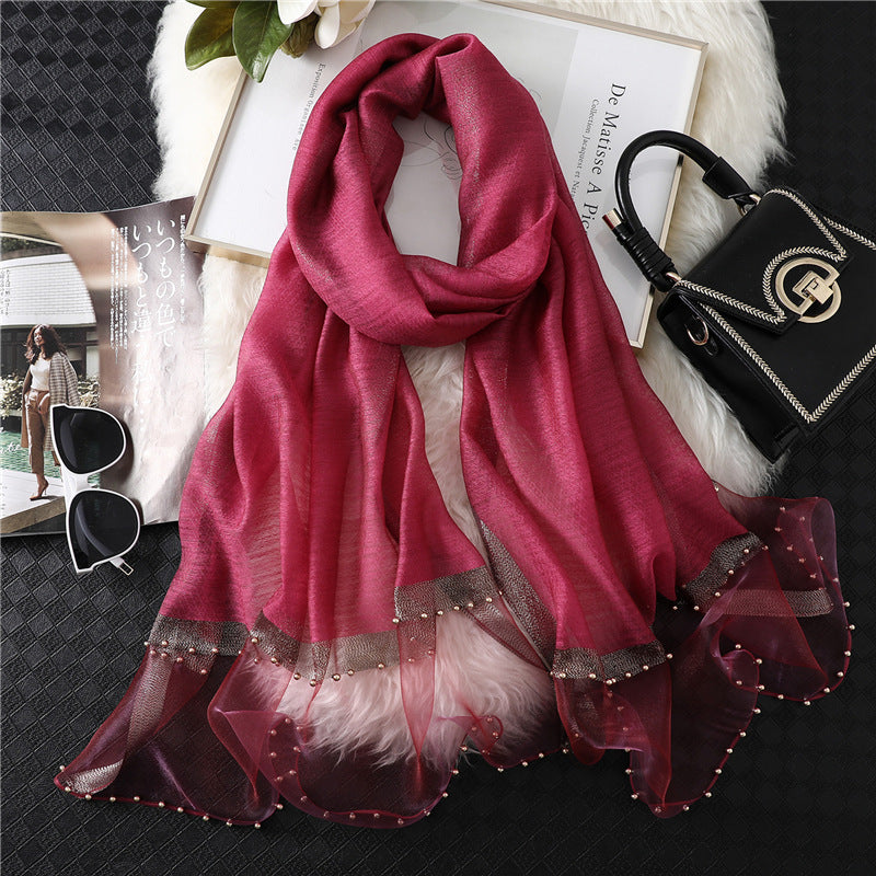 Women's Silk-wool Scarf Solid Color And Versatile