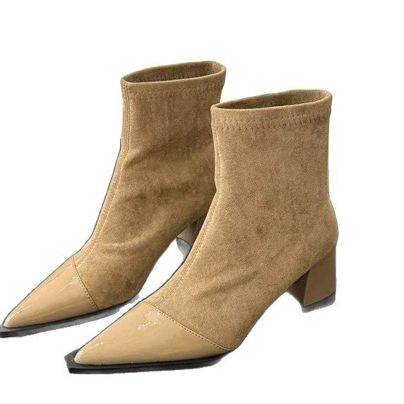Womens Chunky-heel Skinny High-heeled Boots