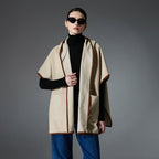 New Double-faced Woolen Goods Plaid Hooded Shawl