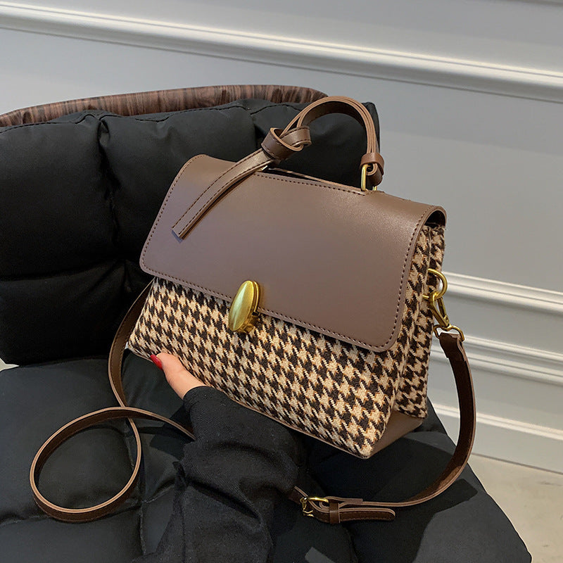 All-match Hit Color Niche Check Handbag Western Style Messenger Bag