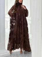 Lace Tie Double Layer Swing Dress