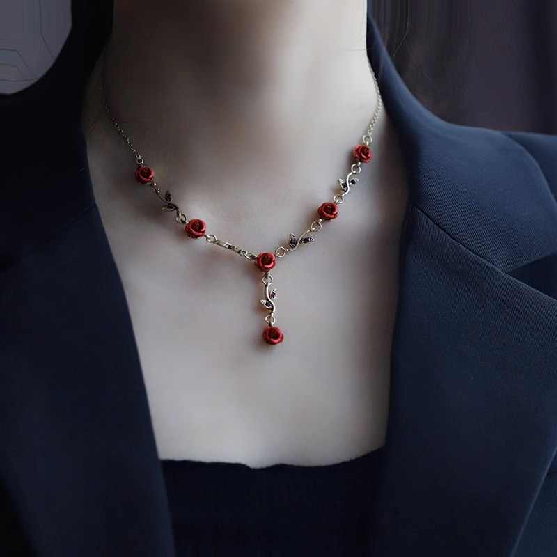 Romantic Rose Flower Bracelet Women's Vintage Clavicle Chain