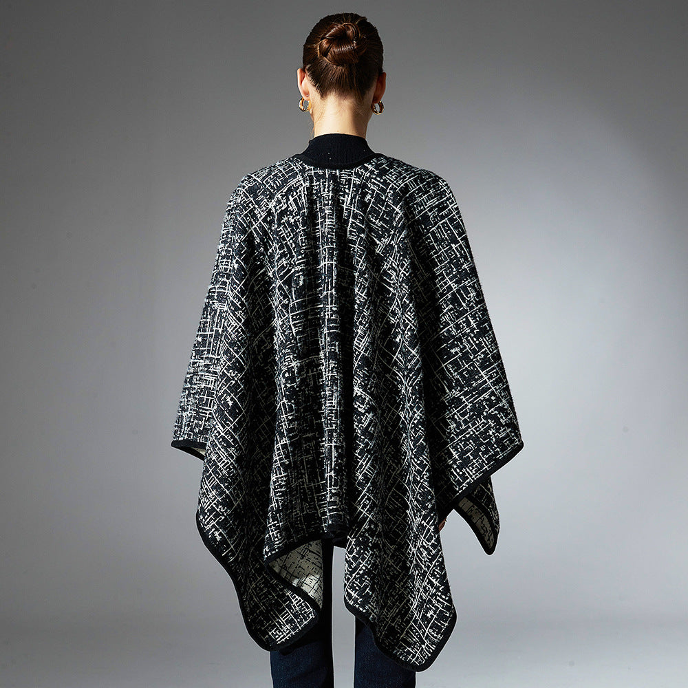 High-grade Plush Jacquard Buckle Shawl