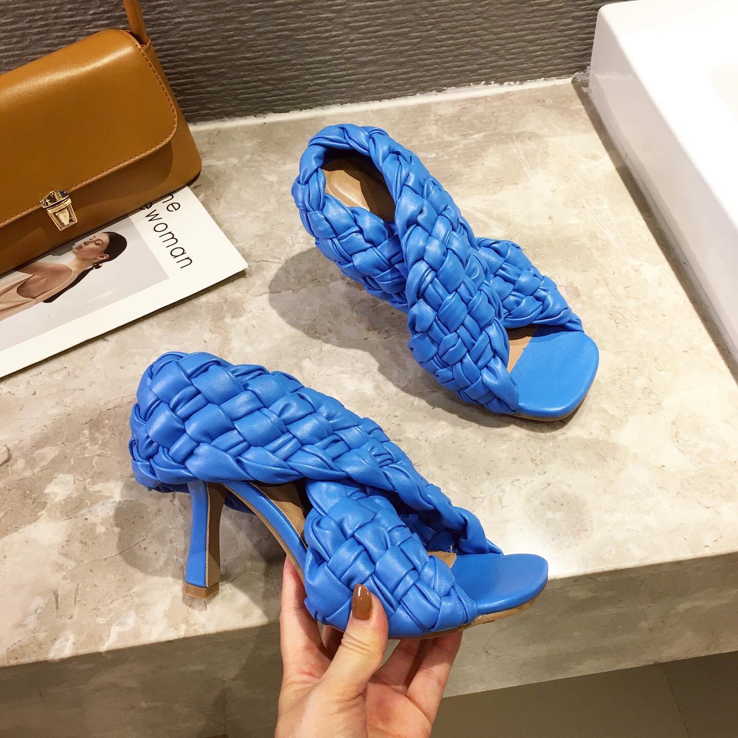 European And American New Style Foreign Trade Woven Stiletto Sandals