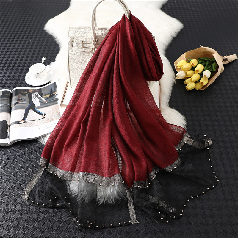 Women's Silk-wool Scarf Solid Color And Versatile