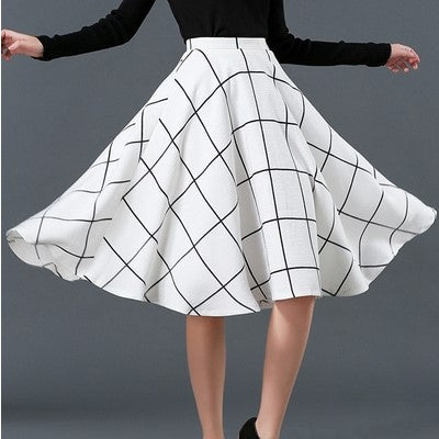 Fashion slim A-line skirt all-match plaid retro skirt