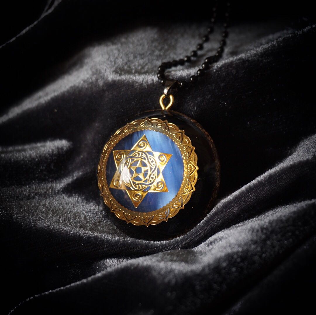 Geometric High Frequency Coil Hand Custom Crystal Pendant Necklace