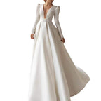 Ivory Satin Square-Neck Midi Dress