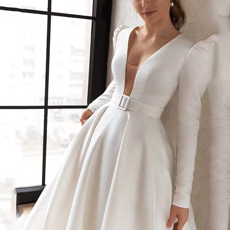 Ivory Satin Square-Neck Midi Dress