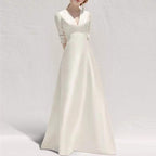 Ivory Satin Square-Neck Midi Dress