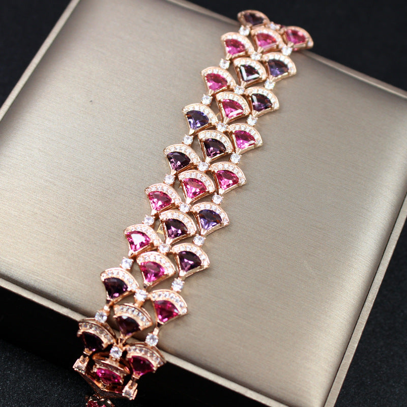 European And American Cross-Border Accessories Color Treasure Fan-Shaped Bracelet