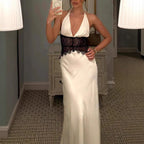 Seamless Halter Deep V-Slit Silk-Smooth Satin Maxi Dress