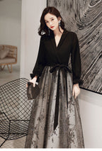 Black Evening Gown Long Host Performance Formal Dress