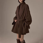Spot Design Short Double-faced Wool Coat For Petite