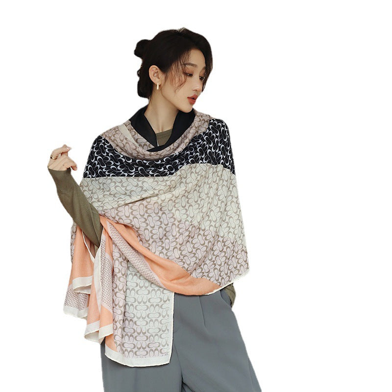 Vintage Printed Scarf Elegant Graceful Mid-length Decorative Scarf