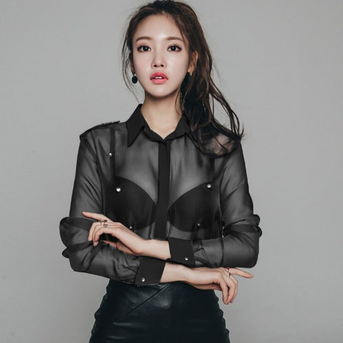Mesh Transparent Sexy Shirt Ultra-thin Top