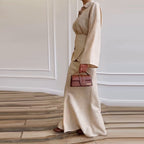 Elegant And Fashionable Three-piece Set Featuring A Collared Long Skirt