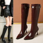 New Rivet Belt Buckle Fashionable Stiletto Stretch High Boots