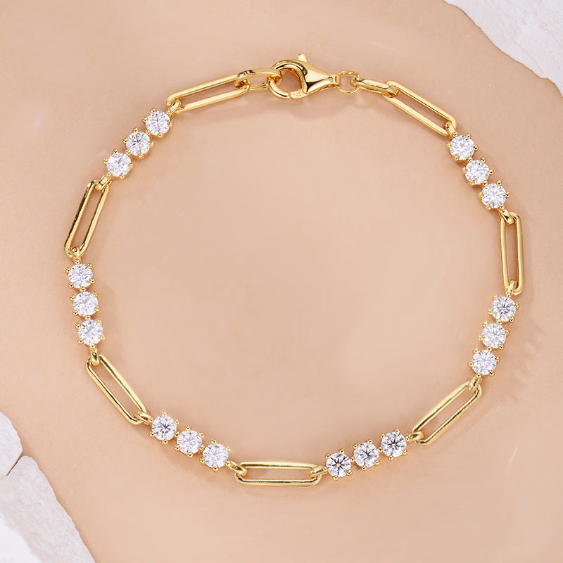 S925 Silver Plating Gold Clip Bracelet