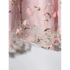 Double-layer Mesh Skirt With A Flared Hem And 3D Floral Design