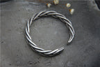 Sterling Silver S925 Vintage Woven Hemp Rope Bracelet Male