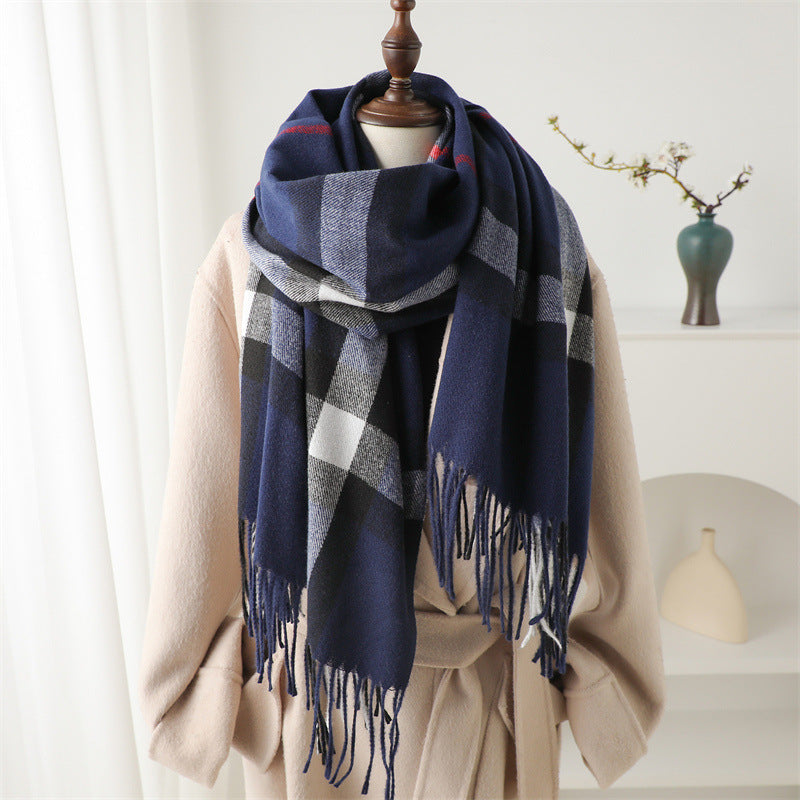 Cashmere-like Plaid Warm Shawl Scarf Unisex All-matching
