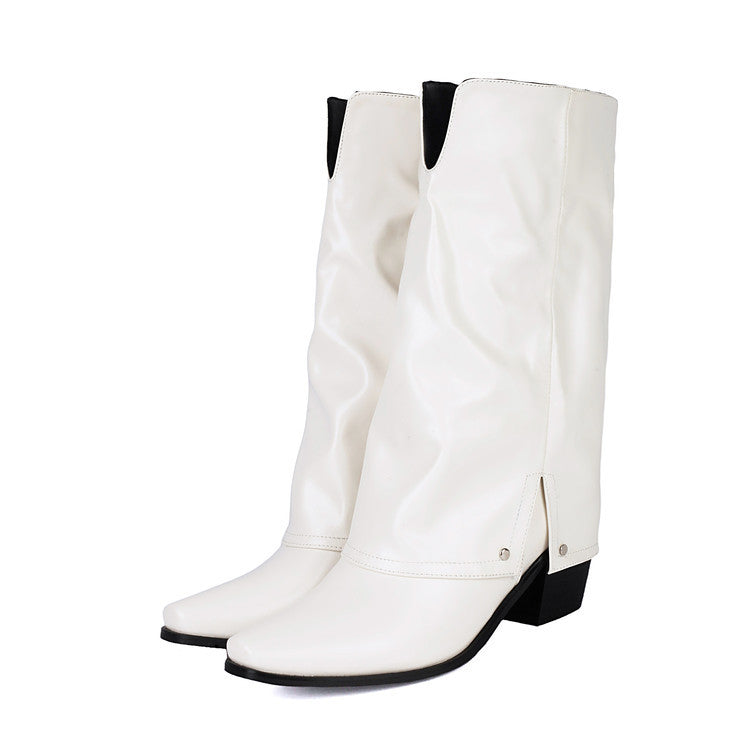 Retro Chunky-heeled Booties For Women