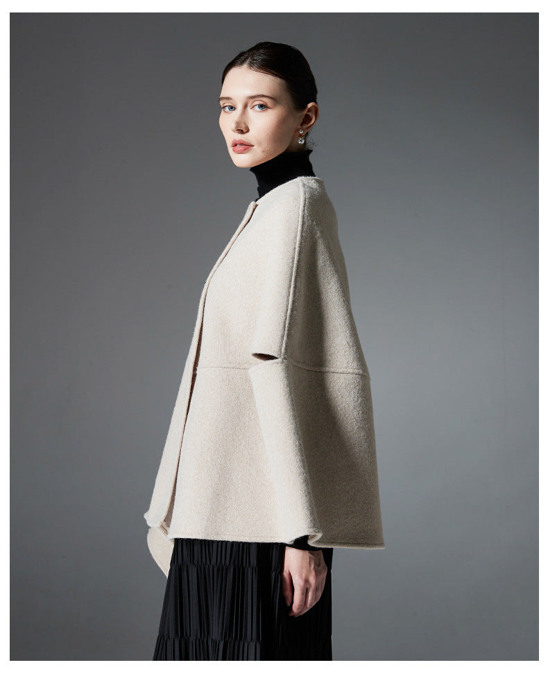 Button Double-faced Woolen Goods Shawl