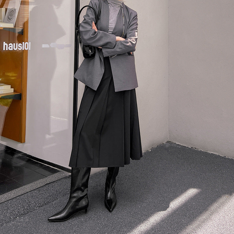 Elastic Commuter Pointed High Heel Brown Knight Boots