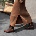 Elastic Commuter Pointed High Heel Brown Knight Boots