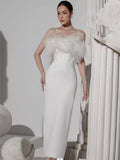 Ivory Sheer Corset-Bodice Maxi Dress