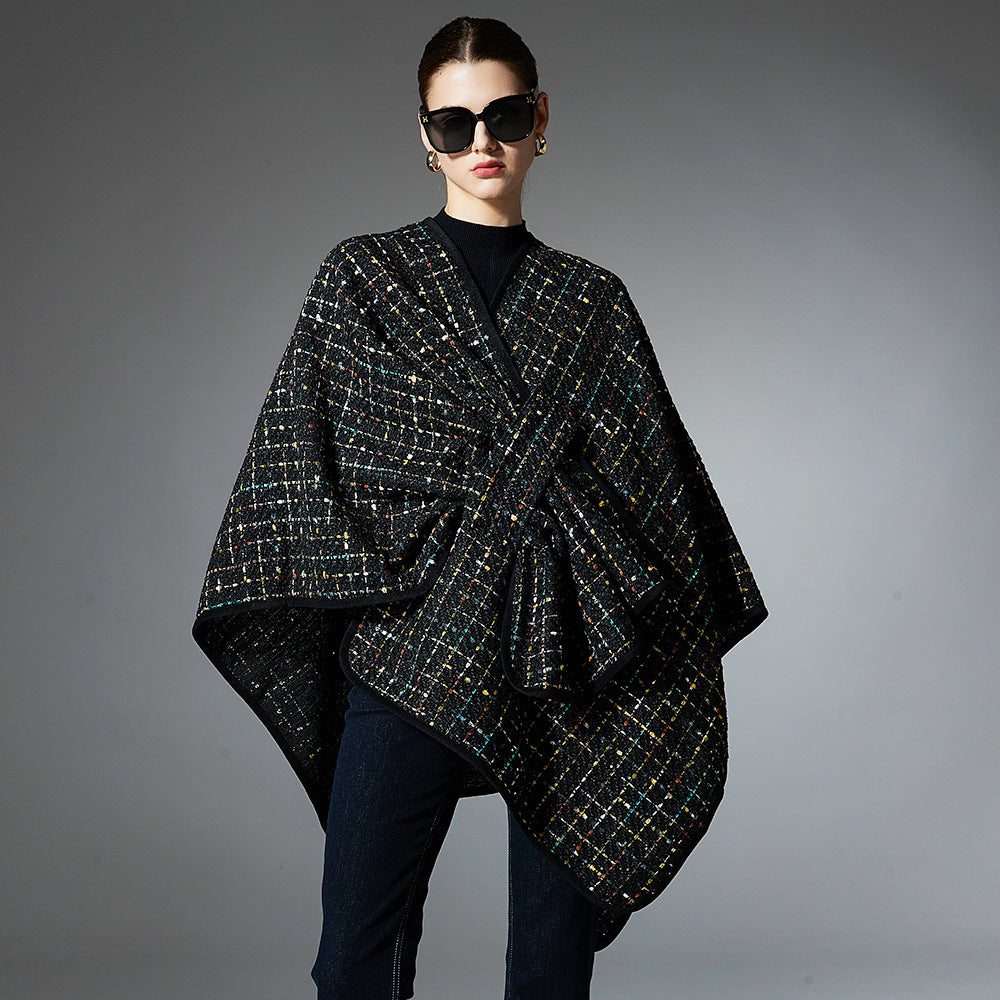 Women's Colorful Sequined Christmas Style Cross Shawl