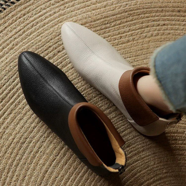 Versatile Single-layer Cotton-lined French-style Martin Boots