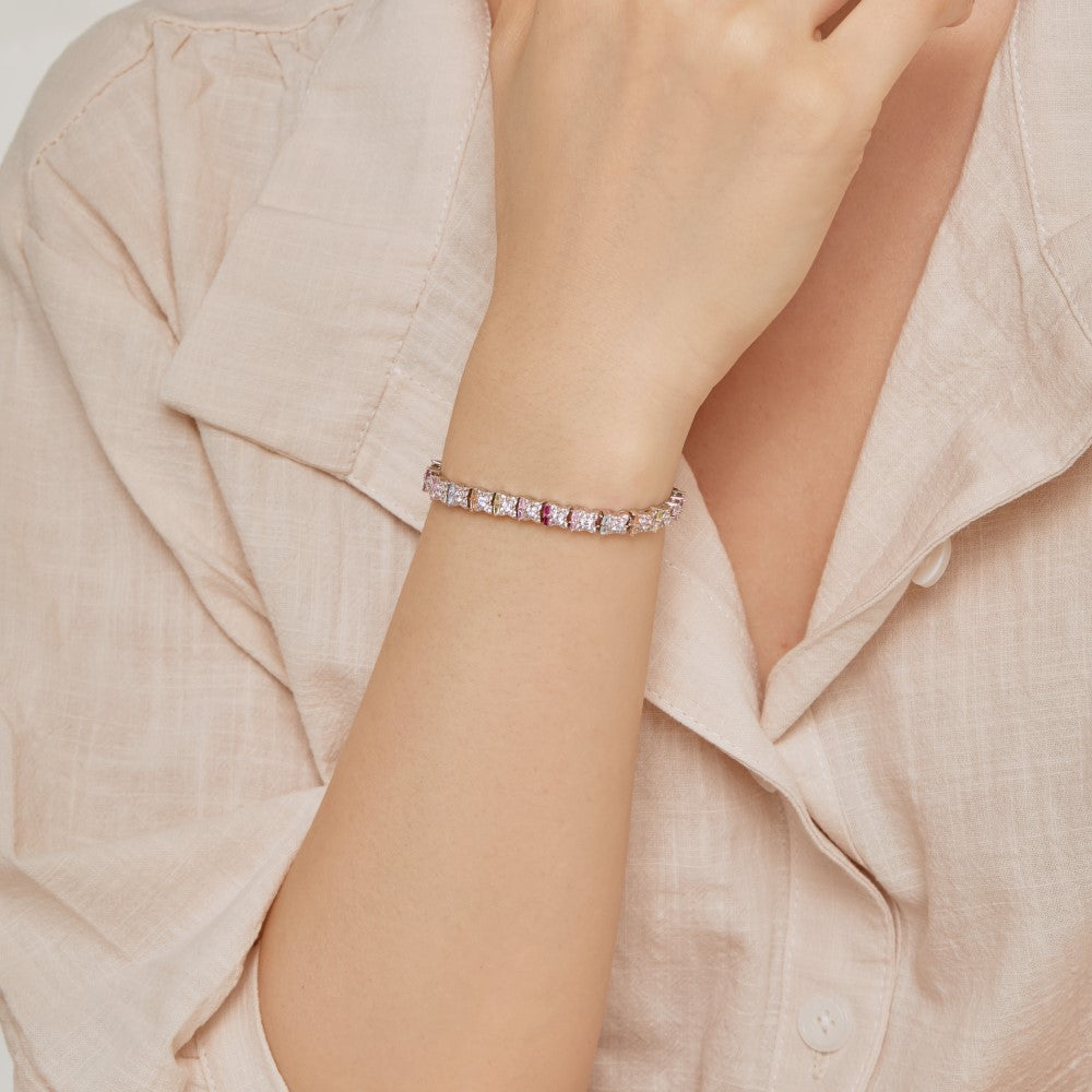 Sterling Silver Women's Bracelet With Colored Zircon