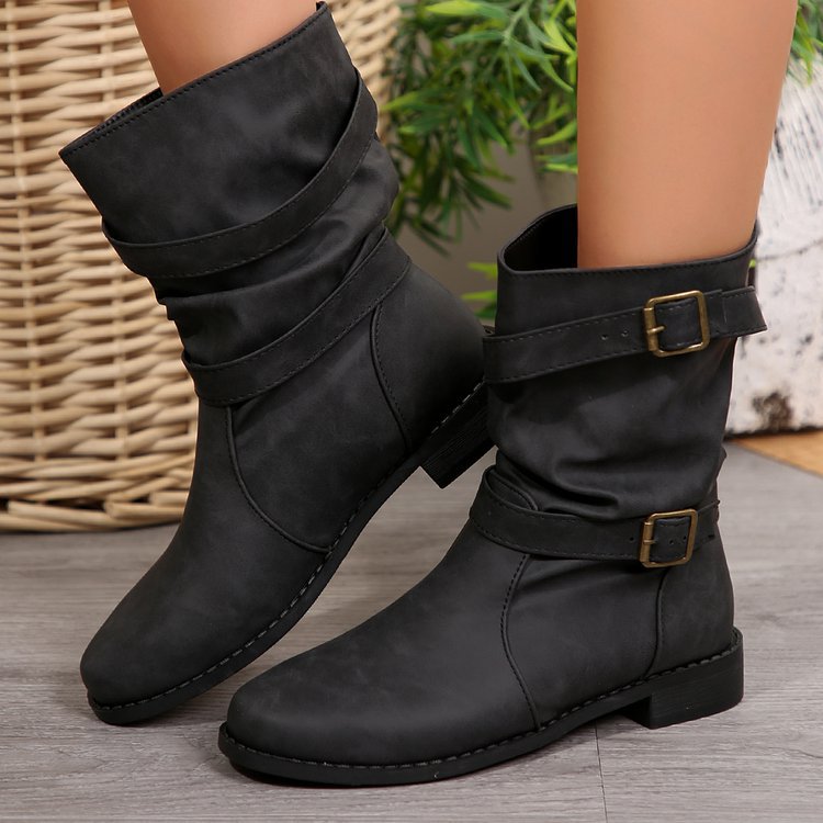 Casual Plus Size Short Boots - Round-Toe Everyday Ankle Boots