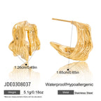 Classic 18K Gold Stainless Steel C-shaped Wave Earrings For Women