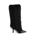Women's Boots With Tassels, Stiletto Heels And Pointed Toes Fashionable, Minimalist Long Boots