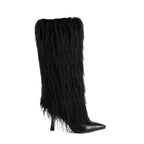 Women's Boots With Tassels, Stiletto Heels And Pointed Toes Fashionable, Minimalist Long Boots
