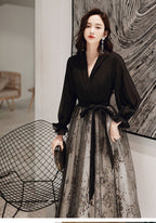 Black Evening Gown Long Host Performance Formal Dress