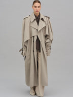 Women's Long Belted Cape Trench Coat