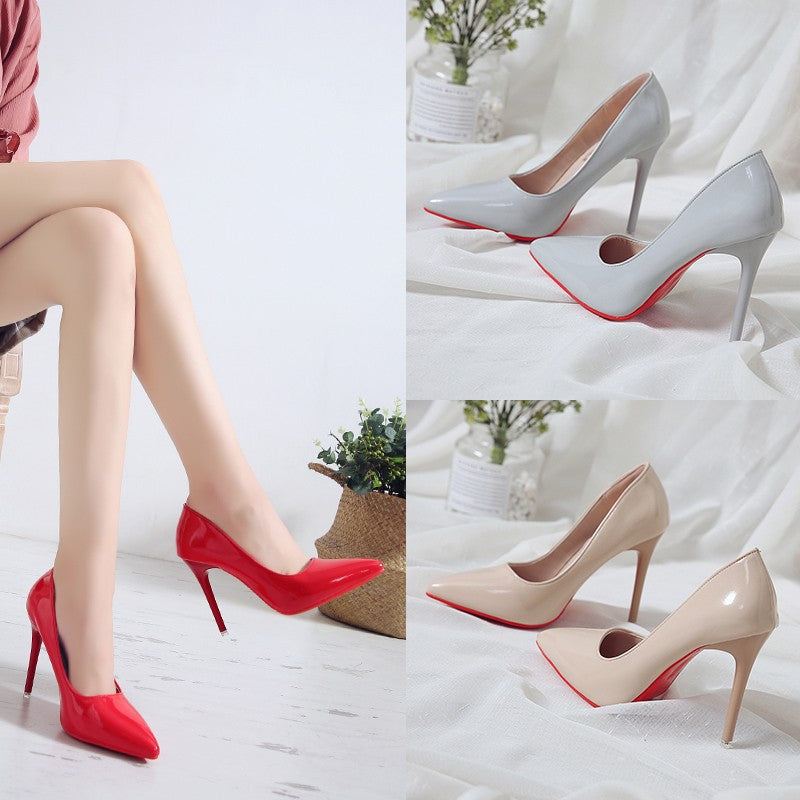 High-heeled women's pointed stiletto professional shoes