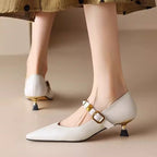 Pointed-Toe Studded Flats - Edgy Rivet Detail Low Heel Shoes