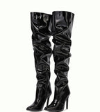 Patent Leather High Top Black Zip Stiletto Heel Women's Boots