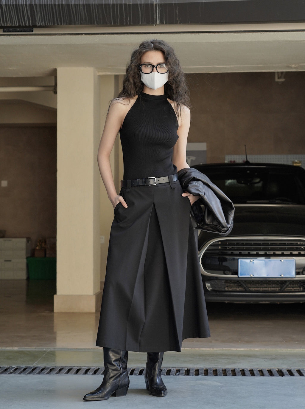 High-Waist Pleated Culottes