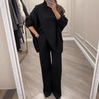 V-neck Single-breasted Slim-fit Knitwear Two-piece Set