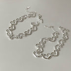 S925 Sterling Silver Heart Shape Intricately Crafted Bracelet Versatile Design